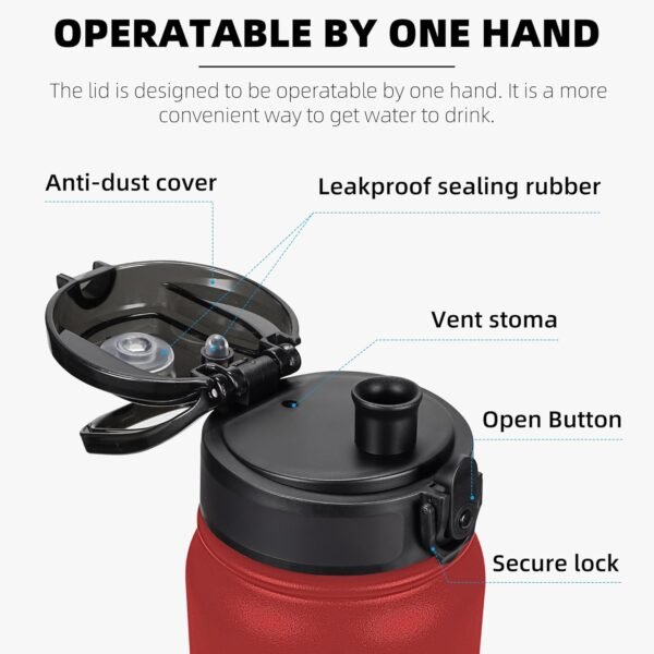 Fanhaw 20 Oz Insulated Stainless Steel Vacuum Water Bottle with Anti-Dust Pop-Open Lid - For Kids, Women, Men | Leak & Sweat Proof (Green Blue)