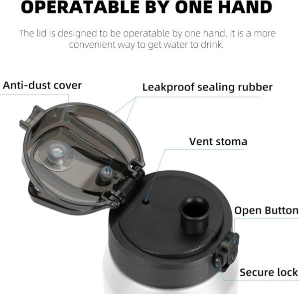 Fanhaw 20 Oz Insulated Stainless Steel Vacuum Water Bottle with Anti-Dust Pop-Open Lid - For Kids, Women, Men | Leak & Sweat Proof (Green Blue)