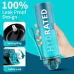 QLUR Water Bottle with Straw, 32oz Motivational Water Bottles with Time Marker to Drink, Tritan BPA Free, 1L Sports Water Bottle with Carry Strap LeakProof for Women Gym Fitness Outdoor (1 Pack)