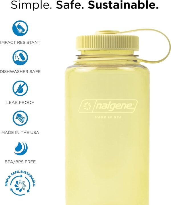 Nalgene Sustain Tritan BPA-Free Water Bottle Made with Material Derived From 50% Plastic Waste (using ISCC certified mass balance), 32 OZ, Wide Mouth