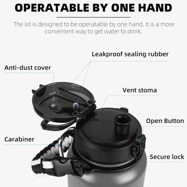 Fanhaw 20 Oz Insulated Stainless Steel Vacuum Water Bottle with Anti-Dust Pop-Open Lid - For Kids, Women, Men | Leak & Sweat Proof (Green Blue)