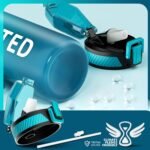 QLUR Water Bottle with Straw, 32oz Motivational Water Bottles with Time Marker to Drink, Tritan BPA Free, 1L Sports Water Bottle with Carry Strap LeakProof for Women Gym Fitness Outdoor (1 Pack)