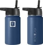 IRON °FLASK Camping & Hiking Hydration Flask with 3 Lids - Stainless Steel, Double Walled & Vacuum Insulated Water Bottle - Leak Proof & BPA Free (Midnight Black, Straw - 40 oz)