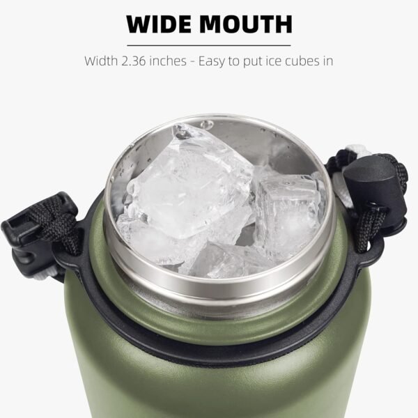 Fanhaw 20 Oz Insulated Stainless Steel Vacuum Water Bottle with Anti-Dust Pop-Open Lid - For Kids, Women, Men | Leak & Sweat Proof (Green Blue)