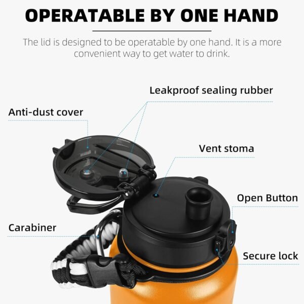 Fanhaw 20 Oz Insulated Stainless Steel Vacuum Water Bottle with Anti-Dust Pop-Open Lid - For Kids, Women, Men | Leak & Sweat Proof (Green Blue)