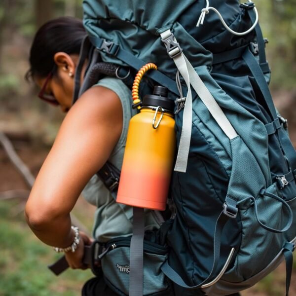 Fijinhom 24 oz Insulated Water Bottle with Handle, 304 Stainless Steel Water Bottles with Wide Mouth, Double Wall Vacuum Sports Water Bottle, BPA Free, Keep Cold and Hot, Black