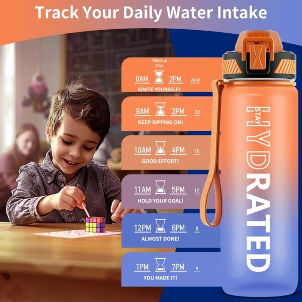 QLUR Water Bottle with Straw, 32oz Motivational Water Bottles with Time Marker to Drink, Tritan BPA Free, 1L Sports Water Bottle with Carry Strap LeakProof for Women Gym Fitness Outdoor (1 Pack)