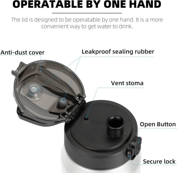 Fanhaw 20 Oz Insulated Stainless Steel Vacuum Water Bottle with Anti-Dust Pop-Open Lid - For Kids, Women, Men | Leak & Sweat Proof (Green Blue)