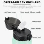 Fanhaw 20 Oz Stainless Steel Insulated Sports Water Bottles with Straw for Kids, Men and Women (Black)