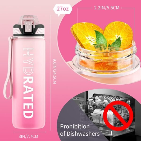 QLUR Water Bottle with Straw, 32oz Motivational Water Bottles with Time Marker to Drink, Tritan BPA Free, 1L Sports Water Bottle with Carry Strap LeakProof for Women Gym Fitness Outdoor (1 Pack)