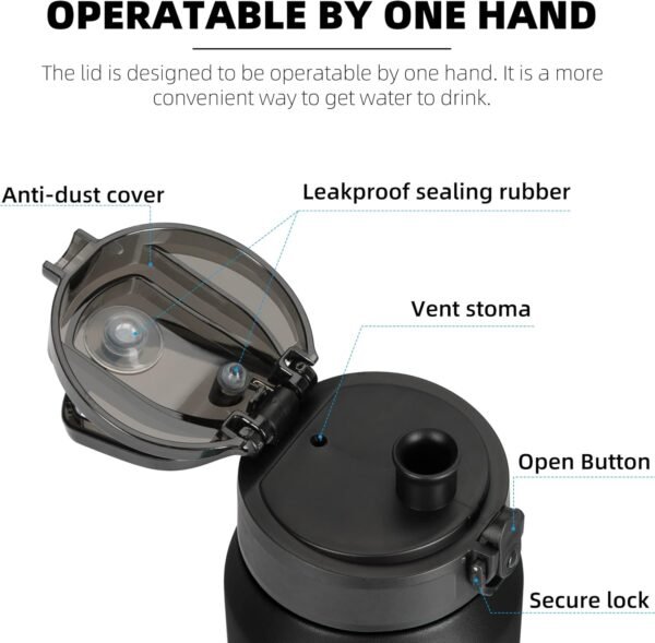 Fanhaw 20 Oz Insulated Stainless Steel Vacuum Water Bottle with Anti-Dust Pop-Open Lid - For Kids, Women, Men | Leak & Sweat Proof (Green Blue)