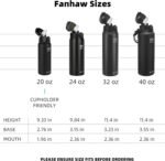 Fanhaw 20 Oz Stainless Steel Insulated Sports Water Bottles with Straw for Kids, Men and Women (Black)