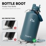 Swigina [2-IN-1 LID] Insulated Water Bottle with Silicone Boot (36hrs Cold/18hrs Hot) - DIY Stickers, Leakproof, BPA Free, 24 oz