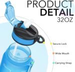 Hyeta 32 oz Water Bottles with Times to Drink and Straw, Motivational Water Bottle with Time Marker, Leakproof, Drinking Sports Water Bottle for Fitness, Gym and Outdoor