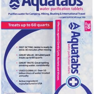 Aquatabs 397mg Water Purification Tablets (100 Pack). Water Filtration System for Camping, Boating, Emergency Water, Survival, and Marine. Easy-to-Use Water Purifier Treatment.