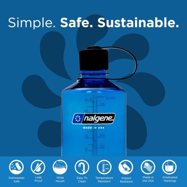 Nalgene Leak Proof Tritan BPA-Free Water Bottle - 32 oz Narrow Mouth - Made in the USA for Outdoor Use & Daily Hydration (Amethyst)