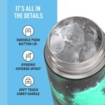 THERMOS FUNTAINER 16 Ounce Stainless Steel Vacuum Insulated Bottle with Wide Spout Lid, Galaxy Teal