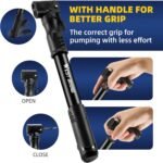 Bicycle Pump Mini Bike Pump - Aluminum Alloy Cycle Pump for Presta & Schrader Valve, Portable Lightweight Bike Tyre Pump Fast Tyre Inflation Mini Air Pump for Mountain Road Bike Ball Pump