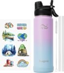 Swigina [2-IN-1 LID] Insulated Water Bottle with Silicone Boot (36hrs Cold/18hrs Hot) - DIY Stickers, Leakproof, BPA Free, 24 oz