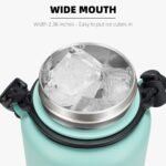 Fanhaw 20 Oz Insulated Stainless Steel Vacuum Water Bottle with Anti-Dust Pop-Open Lid - For Kids, Women, Men | Leak & Sweat Proof (Green Blue)