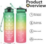 Hyeta 32 oz Water Bottles with Times to Drink and Straw, Motivational Water Bottle with Time Marker, Leakproof, Drinking Sports Water Bottle for Fitness, Gym and Outdoor