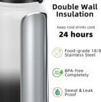 Fanhaw 20 Oz Stainless Steel Insulated Sports Water Bottles with Straw for Kids, Men and Women (Black)