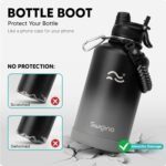 Swigina [2-IN-1 LID] Insulated Water Bottle with Silicone Boot (36hrs Cold/18hrs Hot) - DIY Stickers, Leakproof, BPA Free, 24 oz