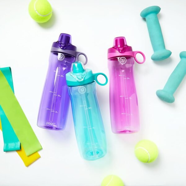 Pogo Plastic Water Bottle with Chug Lid and Carry Handle, Reusable, BPA Free, Dishwasher Safe, Perfect for Travel, School, Outdoors, and Gym | 18oz, 32oz, 40oz, 64oz
