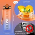 QLUR Water Bottle with Straw, 32oz Motivational Water Bottles with Time Marker to Drink, Tritan BPA Free, 1L Sports Water Bottle with Carry Strap LeakProof for Women Gym Fitness Outdoor (1 Pack)