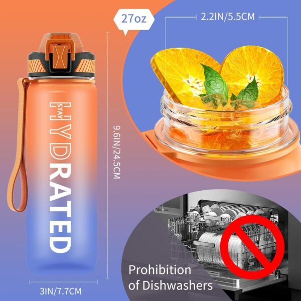 QLUR Water Bottle with Straw, 32oz Motivational Water Bottles with Time Marker to Drink, Tritan BPA Free, 1L Sports Water Bottle with Carry Strap LeakProof for Women Gym Fitness Outdoor (1 Pack)