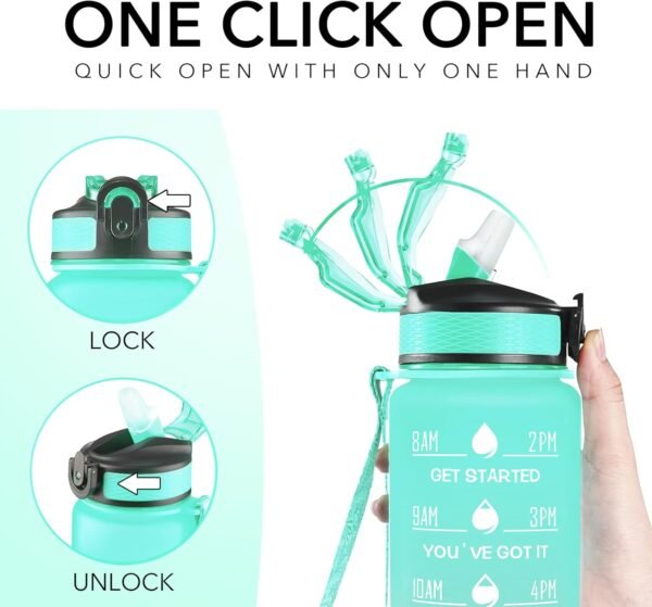 Hyeta 32 oz Water Bottles with Times to Drink and Straw, Motivational Water Bottle with Time Marker, Leakproof, Drinking Sports Water Bottle for Fitness, Gym and Outdoor