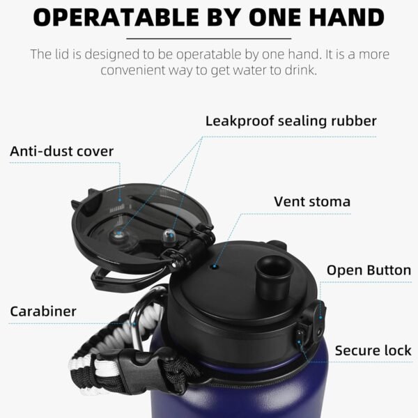 Fanhaw 20 Oz Insulated Stainless Steel Vacuum Water Bottle with Anti-Dust Pop-Open Lid - For Kids, Women, Men | Leak & Sweat Proof (Green Blue)