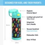 THERMOS FUNTAINER 16 Ounce Stainless Steel Vacuum Insulated Bottle with Wide Spout Lid, Galaxy Teal