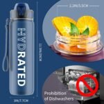 QLUR Water Bottle with Straw, 32oz Motivational Water Bottles with Time Marker to Drink, Tritan BPA Free, 1L Sports Water Bottle with Carry Strap LeakProof for Women Gym Fitness Outdoor (1 Pack)