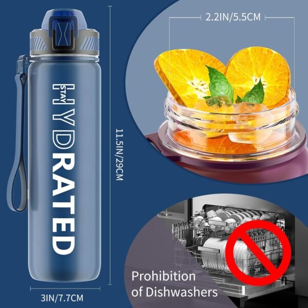 QLUR Water Bottle with Straw, 32oz Motivational Water Bottles with Time Marker to Drink, Tritan BPA Free, 1L Sports Water Bottle with Carry Strap LeakProof for Women Gym Fitness Outdoor (1 Pack)