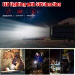 Solar Charger Power Bank, 20000mAh Portable Outdoor Waterproof Solar Battery Charger, Camping External Backup Battery Pack USB C Ports Input/Output, 2 Led Light Flashlight with Compass (Orange)