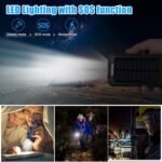 Solar Charger Power Bank, 20000mAh Portable Outdoor Waterproof Solar Battery Charger, Camping External Backup Battery Pack USB C Ports Input/Output, 2 Led Light Flashlight with Compass (Orange)