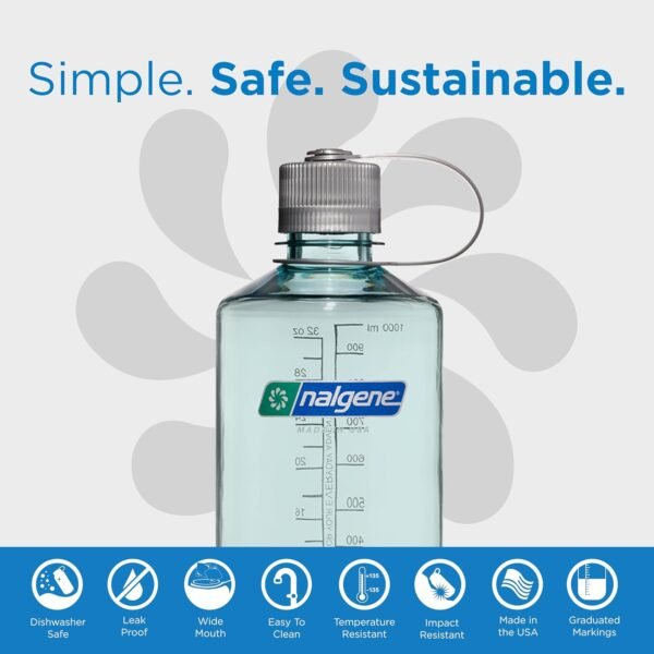 Nalgene Leak Proof Tritan BPA-Free Water Bottle - 32 oz Narrow Mouth - Made in the USA for Outdoor Use & Daily Hydration (Amethyst)