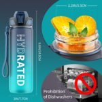 QLUR Water Bottle with Straw, 32oz Motivational Water Bottles with Time Marker to Drink, Tritan BPA Free, 1L Sports Water Bottle with Carry Strap LeakProof for Women Gym Fitness Outdoor (1 Pack)