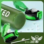 QLUR Water Bottle with Straw, 32oz Motivational Water Bottles with Time Marker to Drink, Tritan BPA Free, 1L Sports Water Bottle with Carry Strap LeakProof for Women Gym Fitness Outdoor (1 Pack)