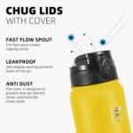 Fanhaw 20 Oz Insulated Stainless Steel Vacuum Water Bottle with Anti-Dust Pop-Open Lid - For Kids, Women, Men | Leak & Sweat Proof (Green Blue)