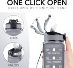 Hyeta 32 oz Water Bottles with Times to Drink and Straw, Motivational Water Bottle with Time Marker, Leakproof, Drinking Sports Water Bottle for Fitness, Gym and Outdoor