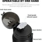 Fanhaw 20 Oz Stainless Steel Insulated Sports Water Bottles with Straw for Kids, Men and Women (Black)