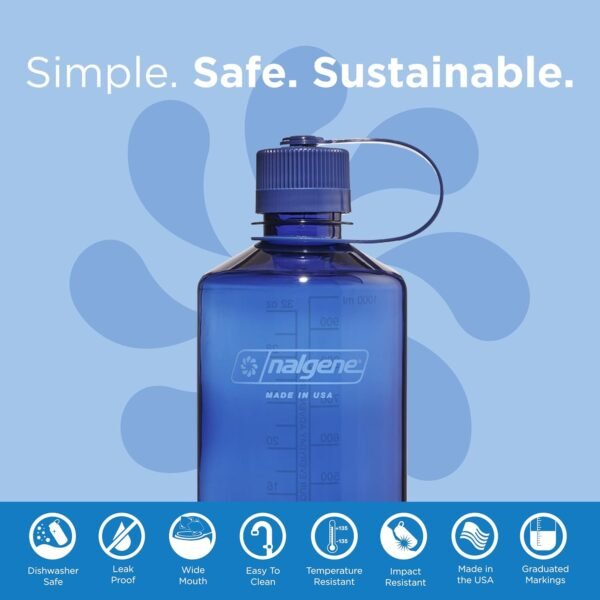 Nalgene Leak Proof Tritan BPA-Free Water Bottle - 32 oz Narrow Mouth - Made in the USA for Outdoor Use & Daily Hydration (Amethyst)