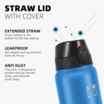 Fanhaw 20 Oz Stainless Steel Insulated Sports Water Bottles with Straw for Kids, Men and Women (Black)