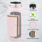 Fijinhom 24 oz Insulated Water Bottle with Handle, 304 Stainless Steel Water Bottles with Wide Mouth, Double Wall Vacuum Sports Water Bottle, BPA Free, Keep Cold and Hot, Black