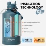 Swigina [2-IN-1 LID] Insulated Water Bottle with Silicone Boot (36hrs Cold/18hrs Hot) - DIY Stickers, Leakproof, BPA Free, 24 oz