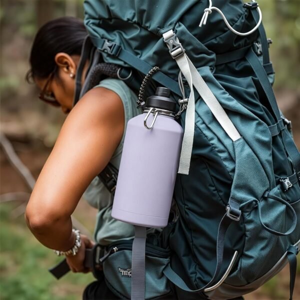 Fijinhom 24 oz Insulated Water Bottle with Handle, 304 Stainless Steel Water Bottles with Wide Mouth, Double Wall Vacuum Sports Water Bottle, BPA Free, Keep Cold and Hot, Black