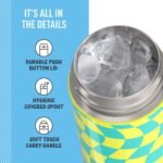 THERMOS FUNTAINER 16 Ounce Stainless Steel Vacuum Insulated Bottle with Wide Spout Lid, Galaxy Teal