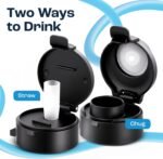 AQUAFIT 64 oz Water Bottle with Time Marker - Straw & Chug Lid - BPA Free Half Gallon Gym Water Bottle with Handle - Big Gallon Jug (Gray, 64 Ounces)